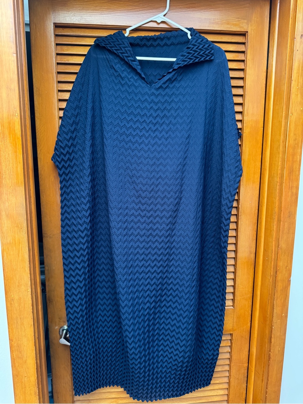 Navy Chevron Textured Dress by Adolfo Dominguez Size S